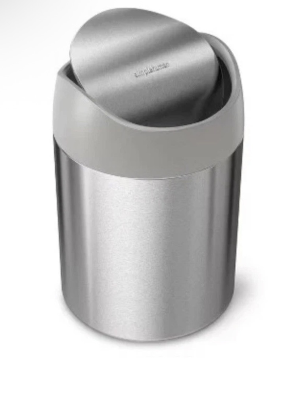 simplehuman Stainless Steel Mini Trash Can Silver 1.5L Countertop Bathroom